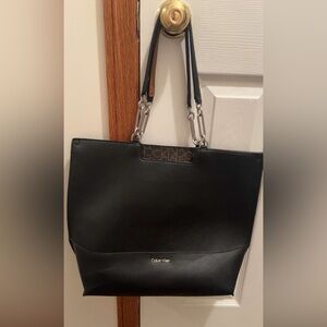 Calvin Klein Black and Brown Tote